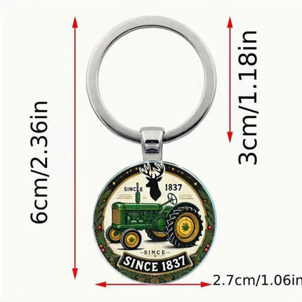 Retro tractor keychain - made of zinc alloy material, with a "self 46.51 meter" design, perfect for holiday gifts