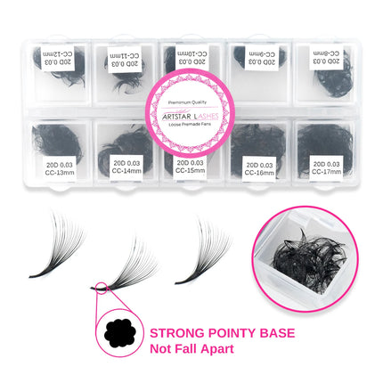ARTSTAR Lashes 10D 12D 14D 16D 20D 1000Fans Mix8-17mm  Premade Volume Fans Eyelashes C D CC Curl Pointy Base Lash Extensions