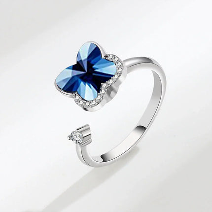 VENTFILLE 925 Sterling Silver Moon And Stars Zircon Rotatable Ring For Women Gift Diamond Relieve Stress Ring Jewelry Wholesale