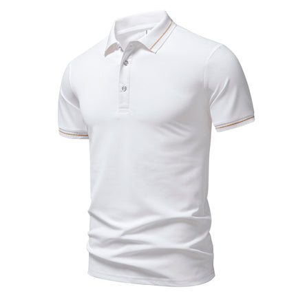 Summer Men's Retro Knitted Lapel Striped Polo Shirt Solid Color Short Sleeve Fashion Light Luxury Popular Knitwear M-3XL