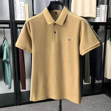 100% Cotton Luxury Brand Short Sleeve Polo Shirt Fashion Letter Embroidery Men's Summer Breathable Business Casual Lapel T-shirt
