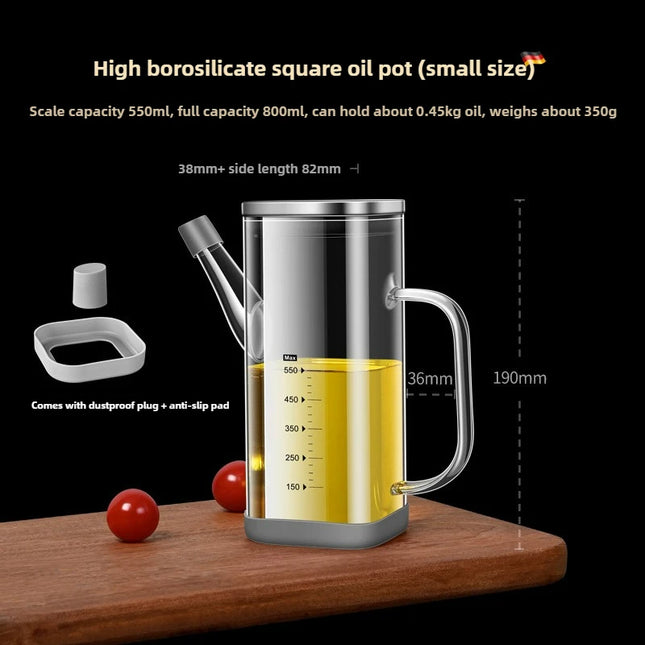 High Borosilicate Glass Oil Bottle Kitchen Essential Non Drip Oil Bottle for Vinegar Soy Sauce and Cooking Oil