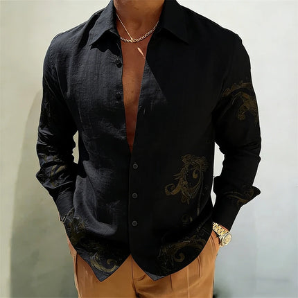 2026 Men's Linen HD 3D Printed Shirt Casual Long Sleeve Button Designer Shirt Hawaiian Outdoor Wedding Party Clothes for Men