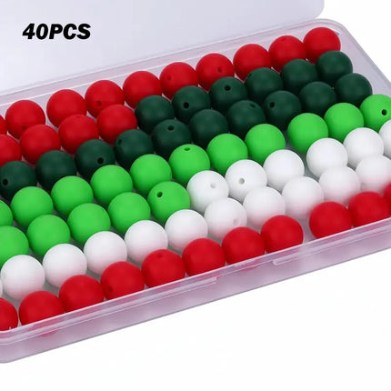 40/80PCS 15mm silicone bead combination set, perfect for DIY handmade crafts such as keychains, necklaces, bracelets, etc.