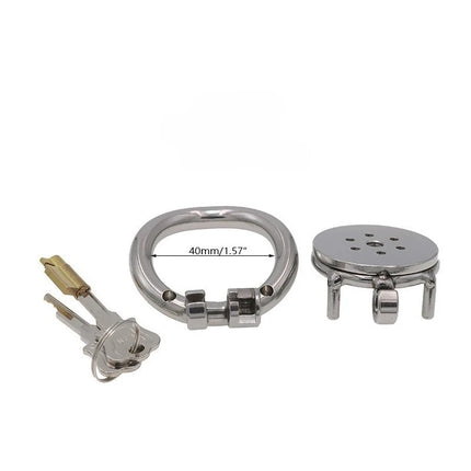 Flat Male Cock Cage with Metal Catheter - 18+ Urethral Negative Pressure Chastity Lock, BDSM Bondage Toy for Couples