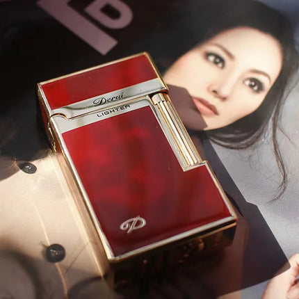 2026 Genuine Steel Tone Loud Lighter Gas Inflatable Open Flame Metal Side Sliding Cigarette Lighter for Boyfriend Husband