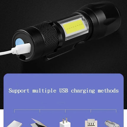 Powerful Flashlights Type C Rechargeable Zoom Torch Light High Power LED Flashlight Built-in Battery For Camping Emergency Lamp