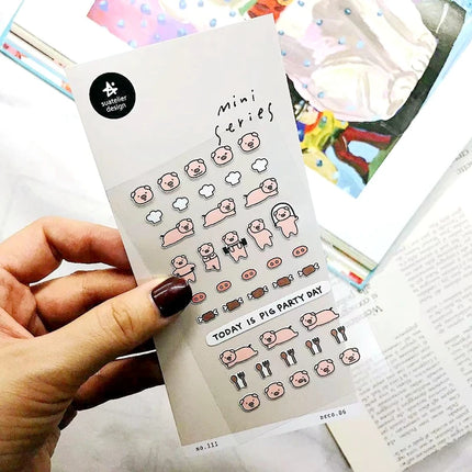 Suatelier Mini Stickers Korean Cartoon Dinosaur Animal Scrapbooking DIY Nail Sticker Junk Journal Diary Decor Craft Supplies