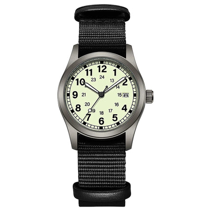 2026 TPW Women's Field Watch 34mm Case Easy Read Fabric Strap 24hr Display Day Function Quartz Movement Luminous