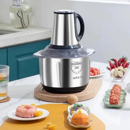 5L EU Standard Stainless Steel Multifunctional Food Crusher Electric Vegetable Meat Grinder Chopper Cutter for Home Kitchen
