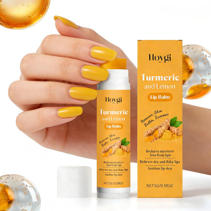 Hoygi Turmeric and Lemon Lip Balm Lip Brightening for Dark Lips Care Dry Lips Treatment Dead Skin Remover Moisturizing Lip Balm