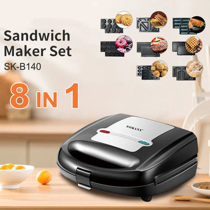 8-in-1 Detachable Breakfast Maker Cake Maker Nut Machine Donut Waffle Maker Rotisserie Biscuit Machine Sausage Roasting Machine