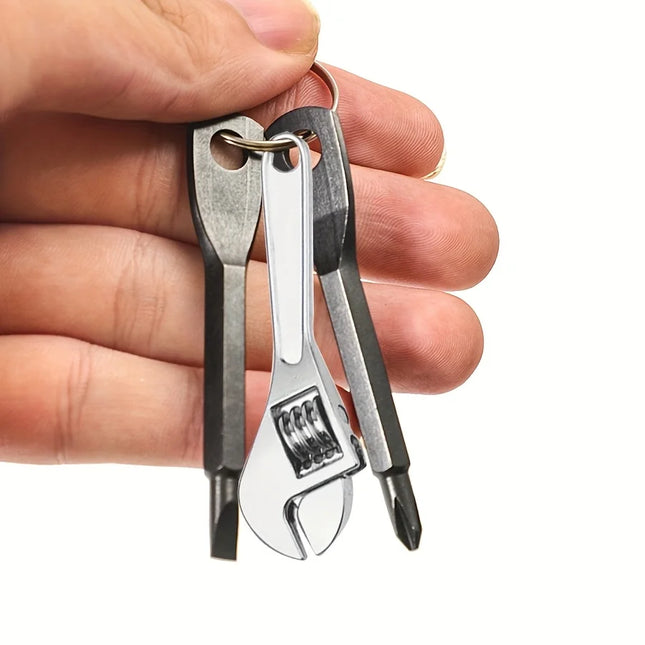 3-piece mini portable screwdriver set, multifunctional mini wrench keychain - suitable for bicycle and motorcycle repair tools