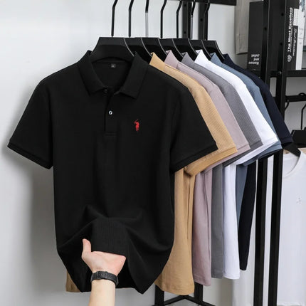 100% pure cotton men's breathable short-sleeved T-shirt, luxury brand embroidered loose casual summer fashion business Paul polo