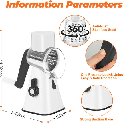 Multi-Purpose Rotary Graters Kitchen Mandoline Vegetable Slicer Cheese Slicer Shredder Potato Grinder For Nut Onion Carrot YY002