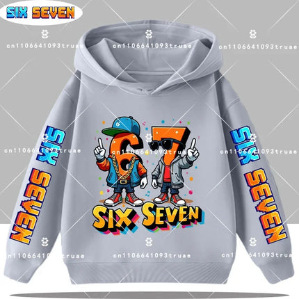 Autumn Children's Comfortable Hoodies 67 Six Seven Digit Print Kid Cute Fleece Sweatshirt Boys Girls Casual Fashion Sport Hooded