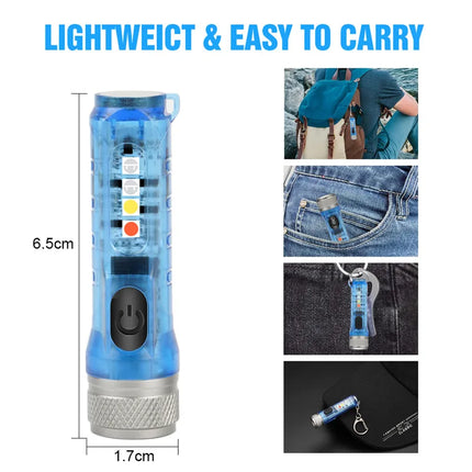 V3 EDC Flashlight Mini Keychain 900LM Super Bright Multifunctional LED Torch USB Rechargeable Waterproof Camping Lantern