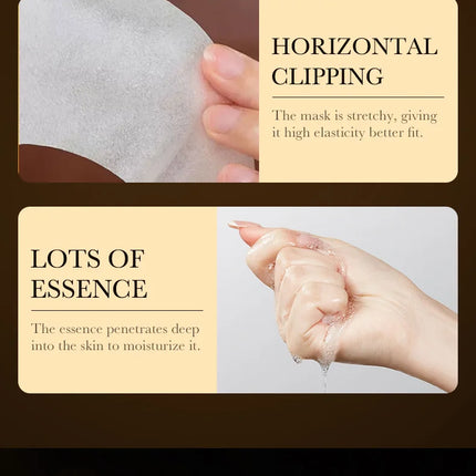 10pcs 24K Golden Hyaluronic Acid Face Mask Facial skincare Firming Moisturizing Hydrating Facial Masks Skin Care Products
