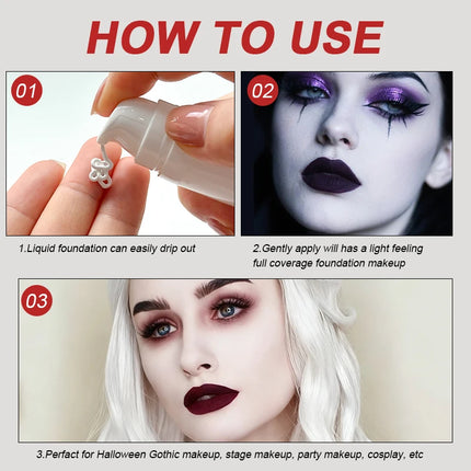 Pure White Liquid Foundation for COS stage Makeup Long-lasting concealer Mixable Pure White Foundation Adjuster Lighten&Brighten