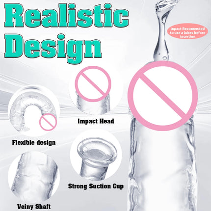 Transparent Big Dick 6 Sizes Realistic Jelly Dildo Women Gay Anal Sex Toys Soft Clitoris Vaginal Masturbators Penis Suction Cup