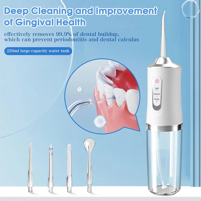 220ml Dental Irrigator Portable Oral Hygiene Electric Sonic Teeth Scaler Tooth Calculus Stains Tartar Remover Tool
