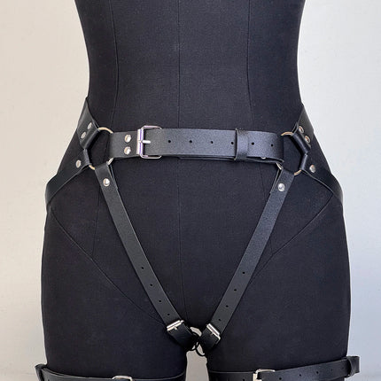 Women Sexy Thigh Garter Belt Gothic Leather Belt Bondage Buttock Suspenders Punk Erotic Swordbelt Adjustable Harness Accessory