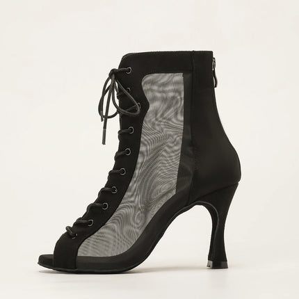 Profession Latin Dance Shoes Woman Suede Mesh Ventilation Ballroom Salsa Boots for Girls Soft Bottom Practice Jazz Latin Boots