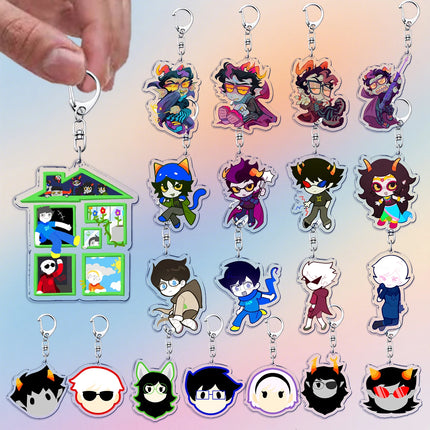 Cartoon Homestuck Keychain Accessories Bag Charms Dave Strider John Egbert Karkat Gamer Keyrings Jewelry Fans Freinds Gift