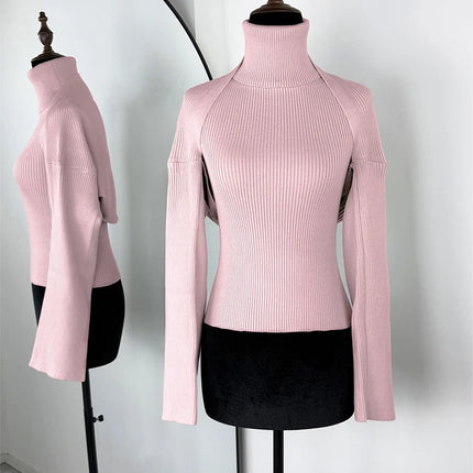 Trendix Hollow Out Sweater Sets For Women 2025 Fall New Long Sleeve Knitwear Shawl Suits Sexy Backless Knit Tank Top 2 Piece Set