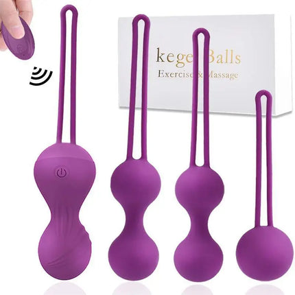 Vaginal Exercise Dumbbells for Women USB Rechargeable 10-Frequency Wireless Remote Control Vibrating Ball Set Adult Toys Female