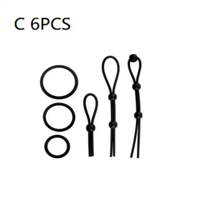 New 1/3/4/6/7/9Pcs Adjustable Silicone Penis Rings Set For Male Cockring Ejaculation Delay Sex Toy For Couples Adult Fun Options