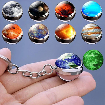 Glow In The Dark Key Chain Planet Key Ring Jupiter Keychain Women Men Bag Pendents  Car Key Accessories Gifts