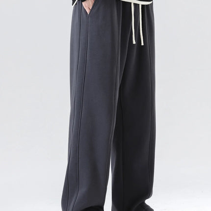 DUKEEN Heavyweight Fleece-Lined Straight Sweatpants for Men 2025 Basic Thick Warm Loose Fit Fall Winter Casual Long Pants