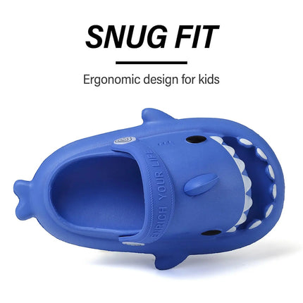 KIDMI Boys Girl Shark Slides Non-Slip Open Toe Cloud Sandals Cute Comfy Cushioned Thick Sole Slippers Cartoon Shower Slippers
