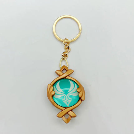 Game Impact Vision Fontaine Water God Focalors Lyney and Lynette Keychain Luminous 7 Element Eye Of Original God Toy KeyRing