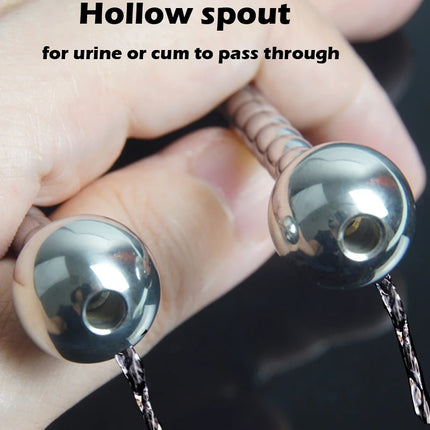 Stainless Steel Penis Plug,Beaded Urethral Dilation Catheter Sounding Sound with Hollow Core,Metal Urethra Dilator