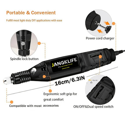 JANGKLIFE 9V Mini Drill Electric Carving Pen Variable Speed Rotary Tools Kit Engraver for Grinding Polishing