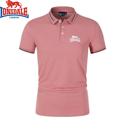 Embroidered LONSDALE New Summer Polo Shirt Men Hot High Quality Men's Short Sleeve Top Business Casual Polo-shirt for Men