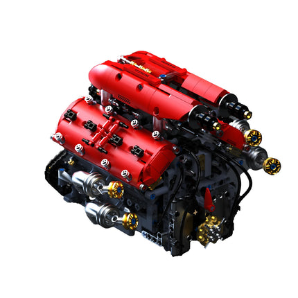 Electric V8 Engine Building Blocks Motorized Turbocharged Model DIY Assembly Toy Desktop Decoration STEM Gift for Adults Kids