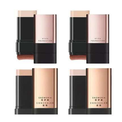 Foundation Stick High Coverage Concealer Stick With Big Brush 2 In 1 Moisturizing Face Waterproof BB Cream Korean Makeup Base