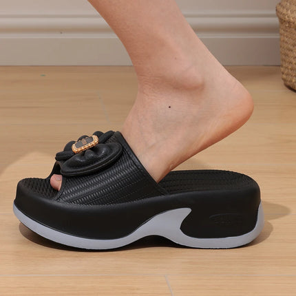 Eyriphy Size: 35-36 to 39-40 Women's Slippers Women High Heels Summer New Fashion Thick-soled Slippers Soft High-value Versatile