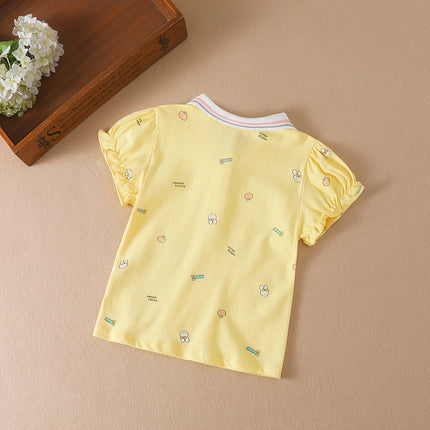 Baby Girls Summer Shirt 2025 New Kids Cotton Short Sleeved Clothes Kids Polo T-shirt Baby Turn-Down Collar Clothes