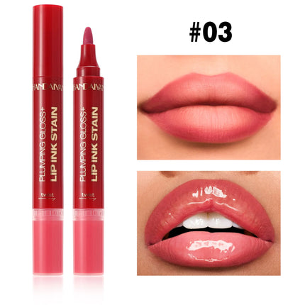 Lip Pencil Liquid Liner Double Head 2in1 Waterproof Tint Nude Oil Plump Gloss Mirror Lasting Moisturizing