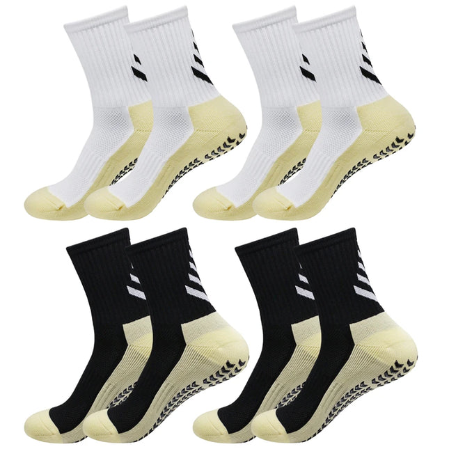 4Pair Exercise Non-Slip Grip Socks for Men Women in Football Basketball Baseball Rugby Soccer Cycling Running Hiking Tennis