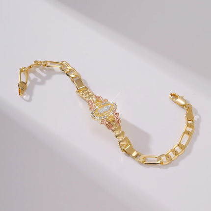 Exquisite Virgin Mary Bracelet 14K Gold Plated Zircon Inlay Catholic Gift Fashion Religious Jewelry Baptism Prayer Bracelets