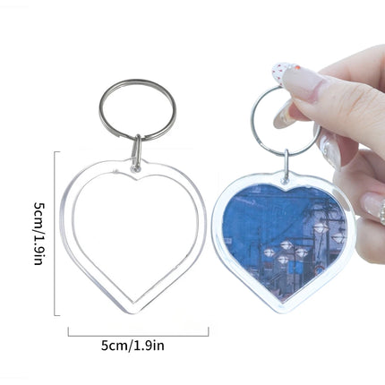 50/1pcs Transparent Rectangle Blank Acrylic Insert Keychain Photo Picture Frame Keyring Holder DIY Split Ring KeyChain Gifts