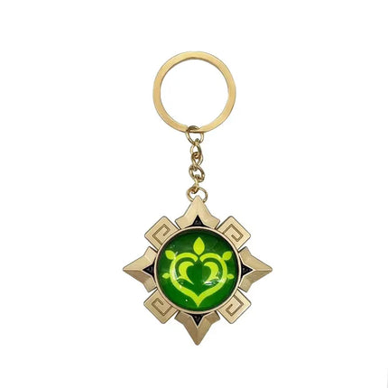 New Teyvat Vision Fontaine Water God Focalors Lyney and Lynette Keychain Luminous 7 Element Eye Of Original God Toy KeyRing