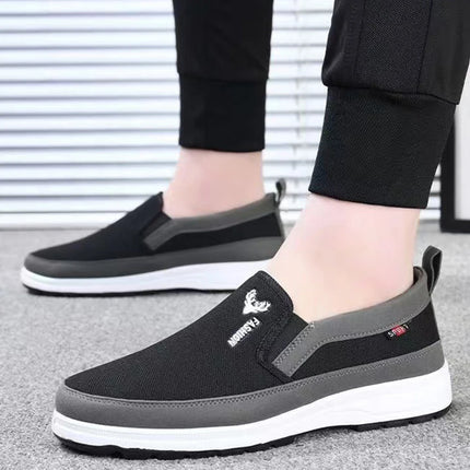 Men Casual Canvas Shoes Lightweight Summer Mesh Shoes Breathable Slip on Flats Men Fashion Walking Shoes Soft Loafers for Men