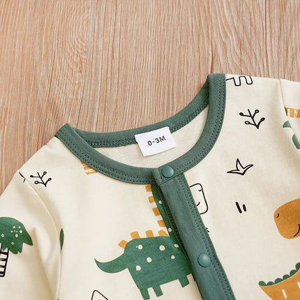 Newborn Clothes Cute Cartoon Dinosaur Cotton Comfortable And Soft 0-18 Boys And Girls Spring And AutumnLong SleevedBaby Jumpsuit
