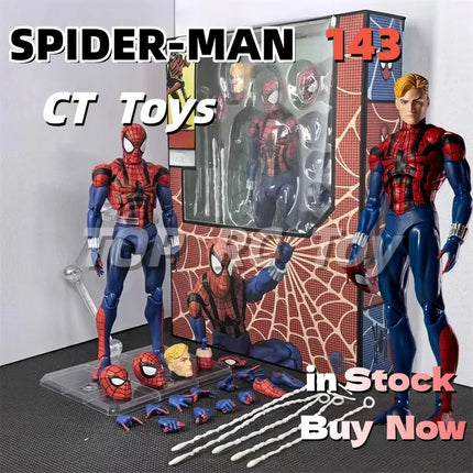 Genuine CT Toys Ben Reilly Spiderman Mafex 143 Figure Comic Ver Scarlet Spider Action Figure Spider-Man Customized Toy Xmas Gift